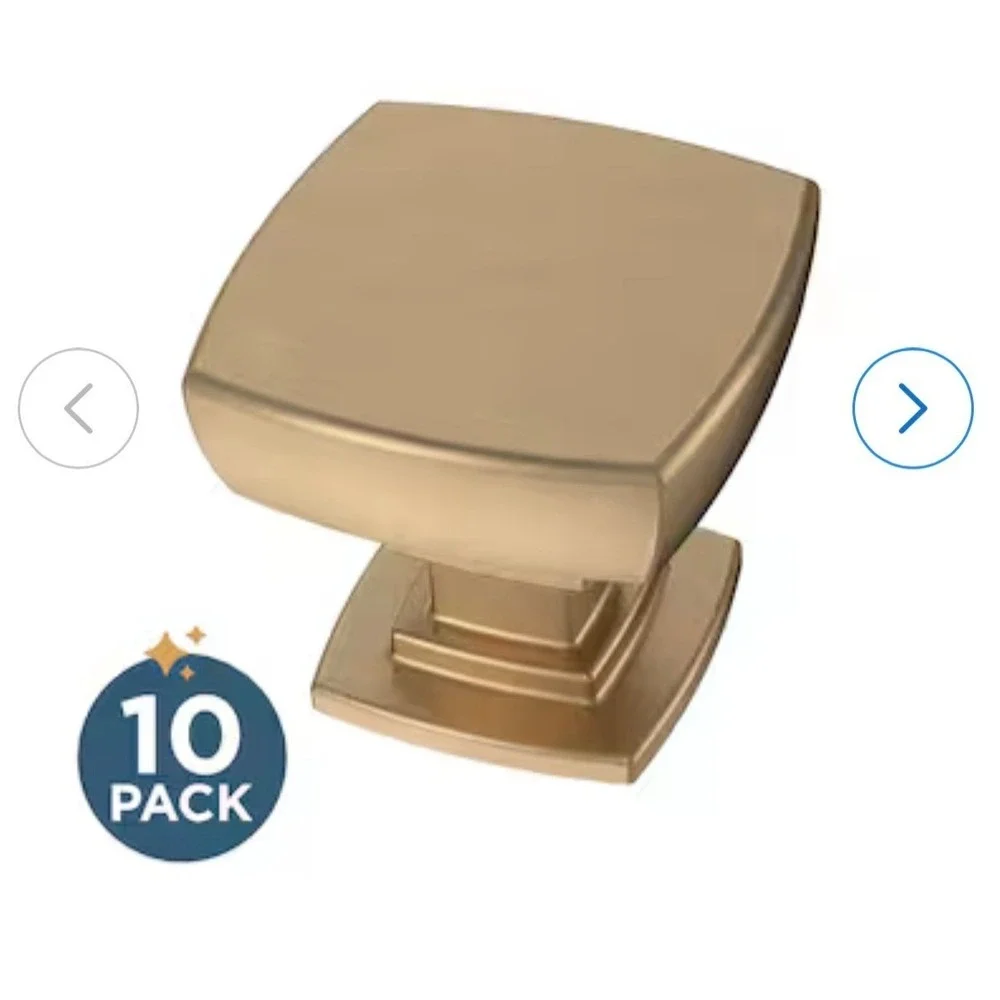 10 Pack Champagne Bronze Square Cabinet Knobs 1-5/32 inch Drawer Pulls FG2887